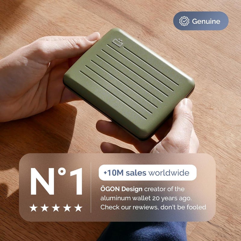 ÖGON -DESIGNS- محفظة ألومنيوم من ÖGON -DESIGNS-، سعة كبيرة مع قفل معدني، حماية RFID ضد الاحتيال وإلغاء المغنطة، علبة ذكية طراز OSLO كبير - Image 5